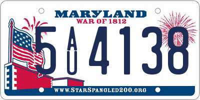 MD license plate 5AU4138