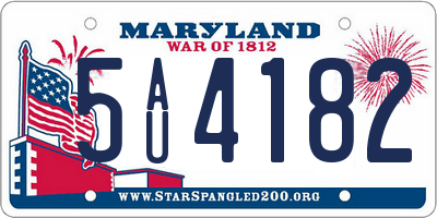 MD license plate 5AU4182