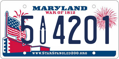 MD license plate 5AU4201