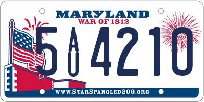 MD license plate 5AU4210