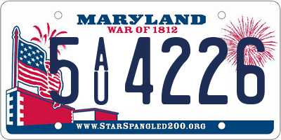 MD license plate 5AU4226
