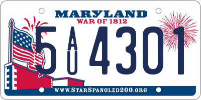 MD license plate 5AU4301