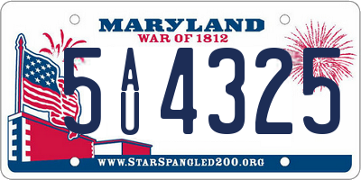 MD license plate 5AU4325