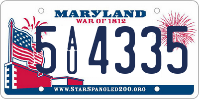 MD license plate 5AU4335