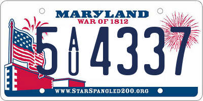 MD license plate 5AU4337