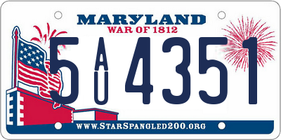 MD license plate 5AU4351