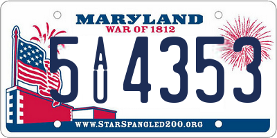 MD license plate 5AU4353