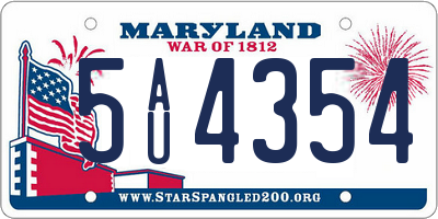 MD license plate 5AU4354