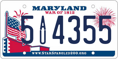MD license plate 5AU4355