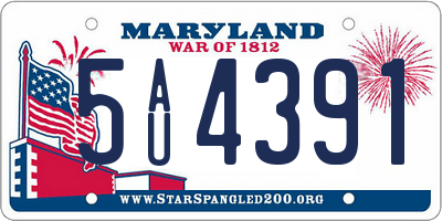 MD license plate 5AU4391