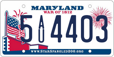 MD license plate 5AU4403