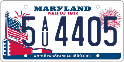 MD license plate 5AU4405