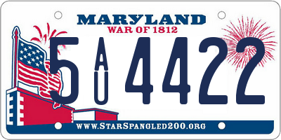 MD license plate 5AU4422