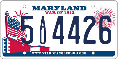 MD license plate 5AU4426
