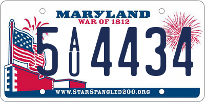 MD license plate 5AU4434
