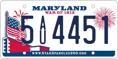 MD license plate 5AU4451