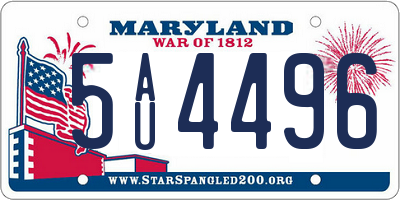 MD license plate 5AU4496