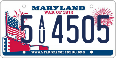 MD license plate 5AU4505