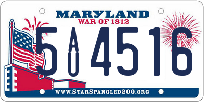 MD license plate 5AU4516