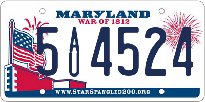 MD license plate 5AU4524
