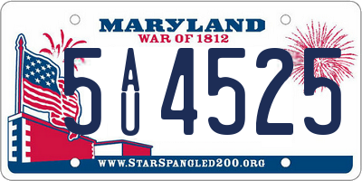 MD license plate 5AU4525