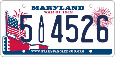 MD license plate 5AU4526