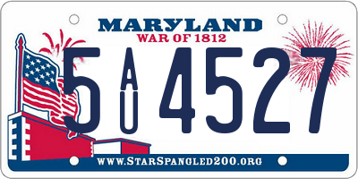 MD license plate 5AU4527