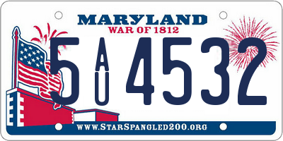 MD license plate 5AU4532