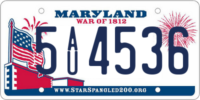 MD license plate 5AU4536