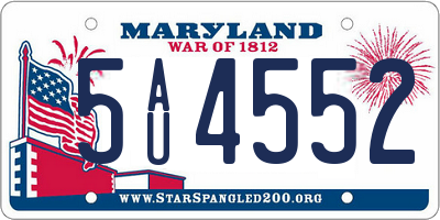 MD license plate 5AU4552