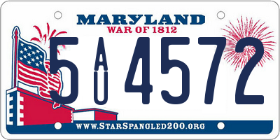 MD license plate 5AU4572