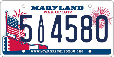 MD license plate 5AU4580