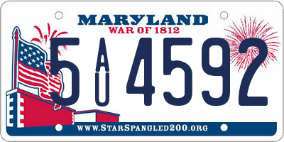 MD license plate 5AU4592