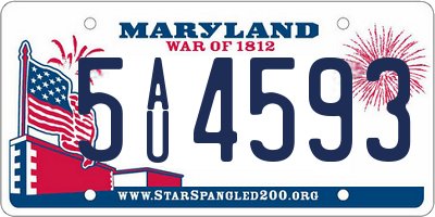MD license plate 5AU4593