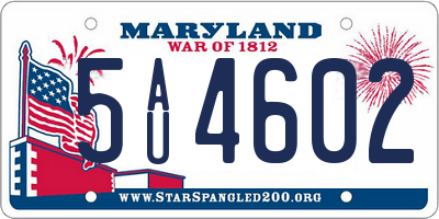 MD license plate 5AU4602