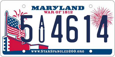 MD license plate 5AU4614