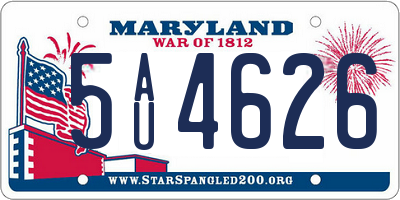 MD license plate 5AU4626