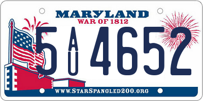 MD license plate 5AU4652