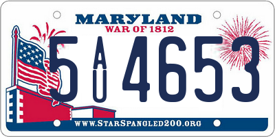MD license plate 5AU4653