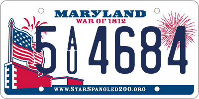 MD license plate 5AU4684