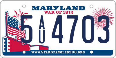 MD license plate 5AU4703