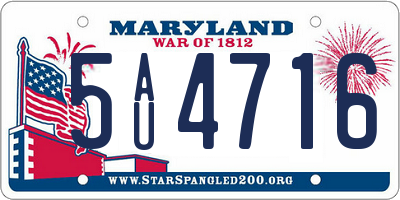 MD license plate 5AU4716