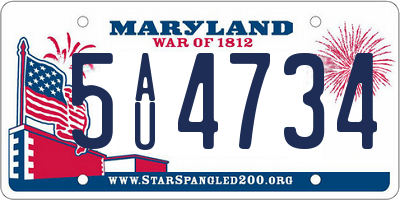 MD license plate 5AU4734