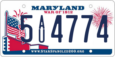 MD license plate 5AU4774