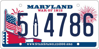MD license plate 5AU4786