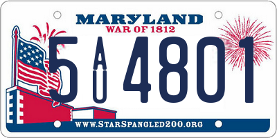 MD license plate 5AU4801