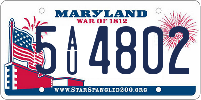 MD license plate 5AU4802