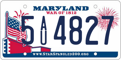 MD license plate 5AU4827