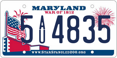 MD license plate 5AU4835