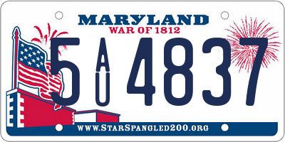 MD license plate 5AU4837